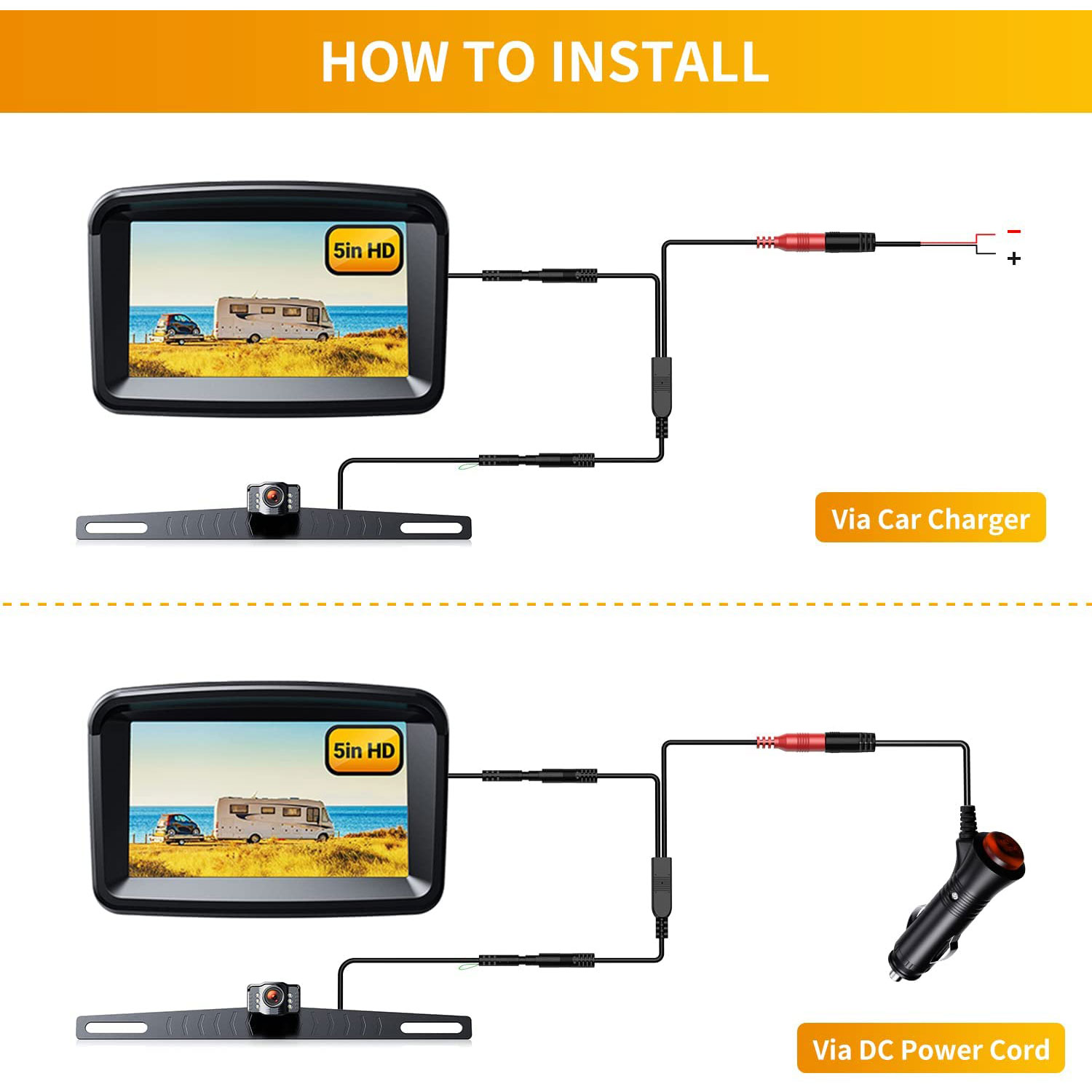 5" Monitor with 1080P Backup Camera for Truck - imagine 4